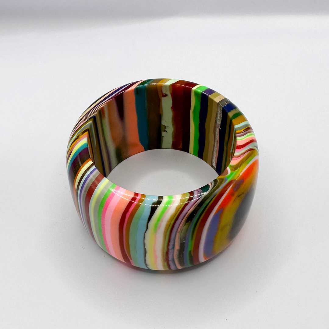 Resin Bracelet Liquorice Allsorts with Cats Eye