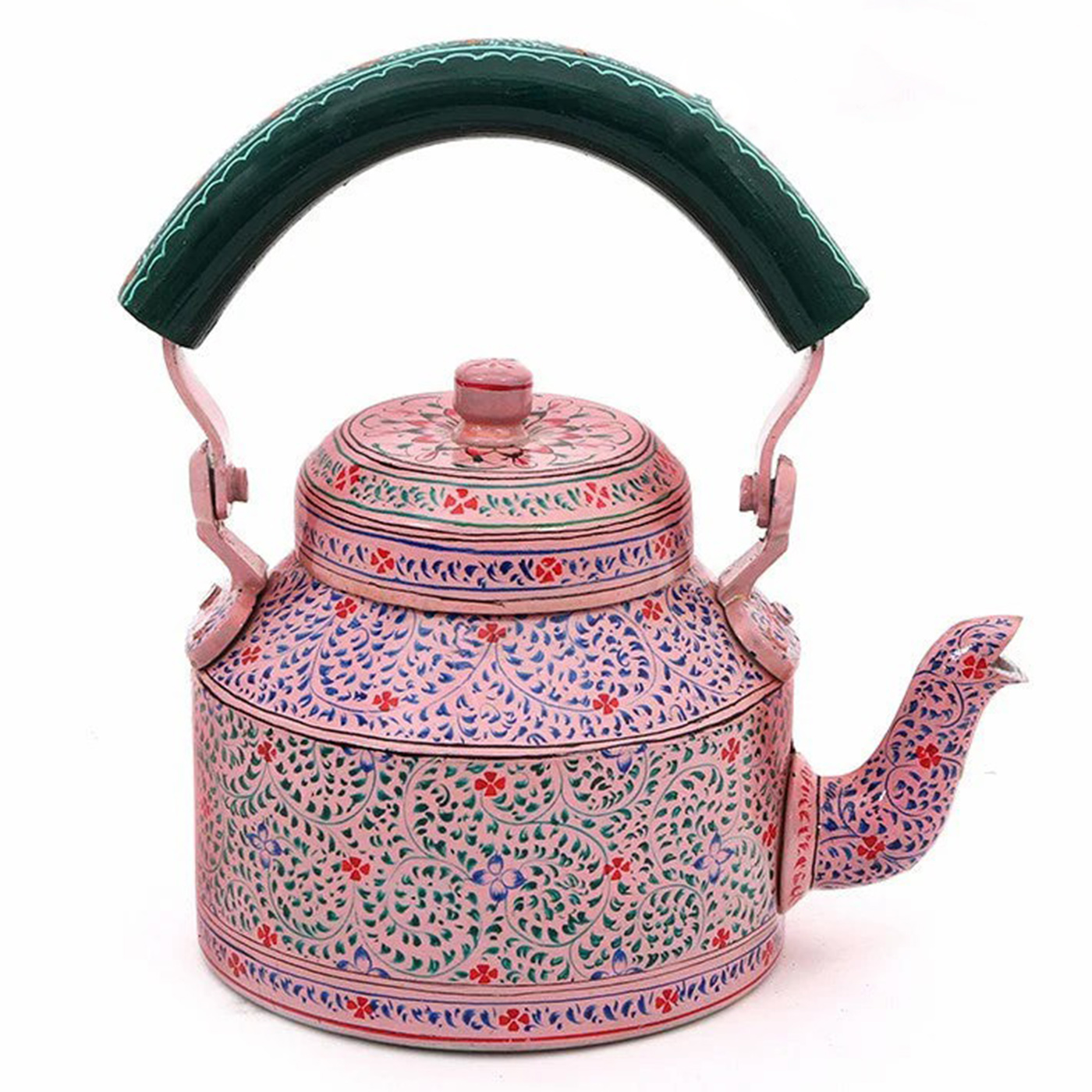 HAND PAINTED ALUMINIUM TEA KETTLE 1000ML - PINK CITY