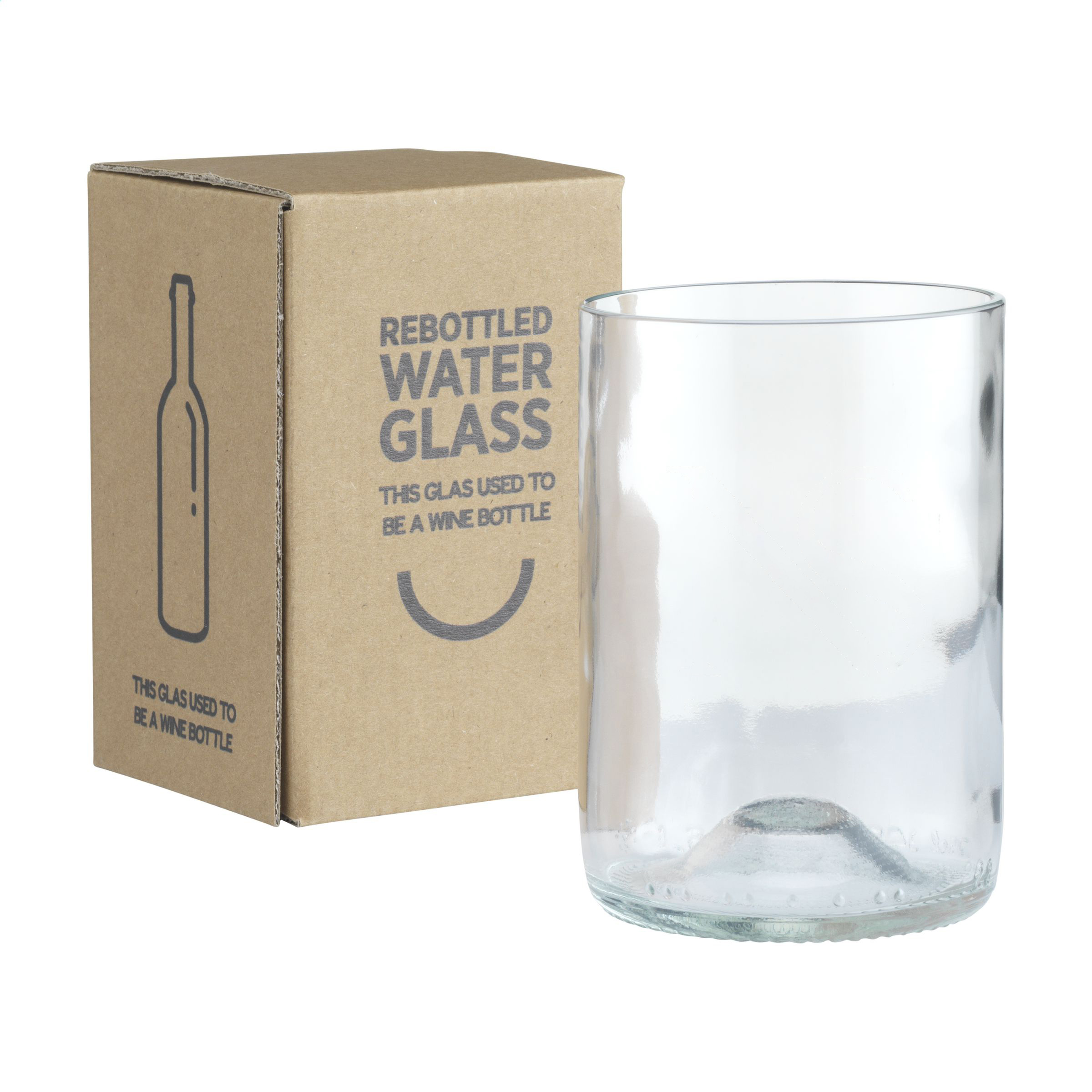 Rebottled tumbler drinking glass - transparent