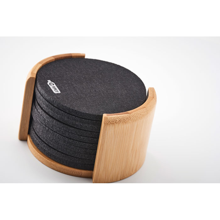 RPET coaster in sustainable Bamboo box