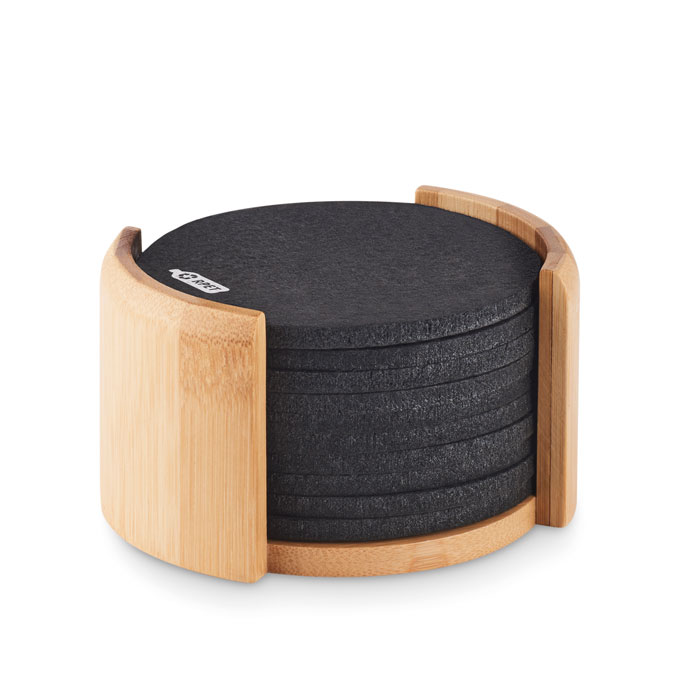 RPET coaster in sustainable Bamboo box