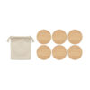 Set of Six Bamboo Coasters in Cotton Bag